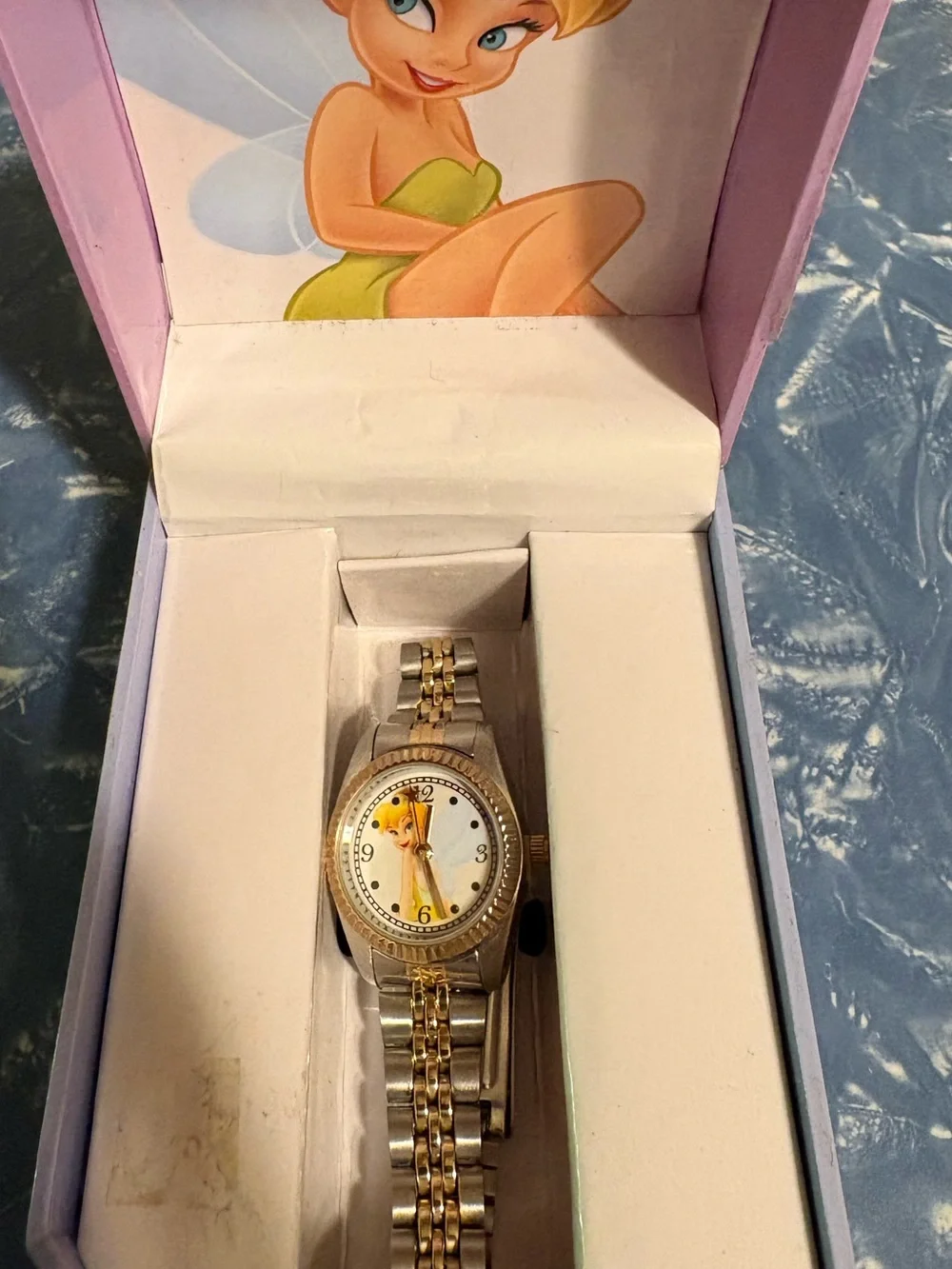 Vintage Y2K Disney Tinker Bell Two Tone Gold and Silver Bracelet